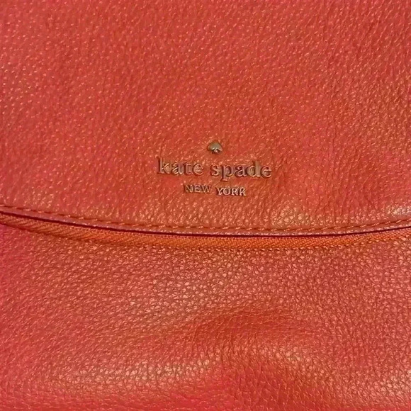 Kate Spade Bright Coral Pink Flap Crossbody like new condition pebbled leather - Picture 9 of 13